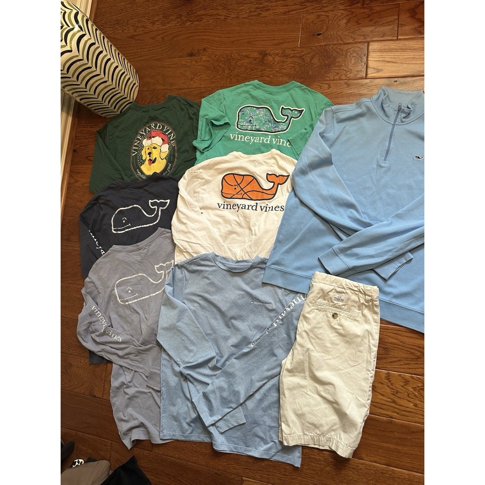 Vineyard Vines Boys Size XL 18 Lot 8 Pcs 1/4 Zip Shep Shirt Whale Tees Shorts